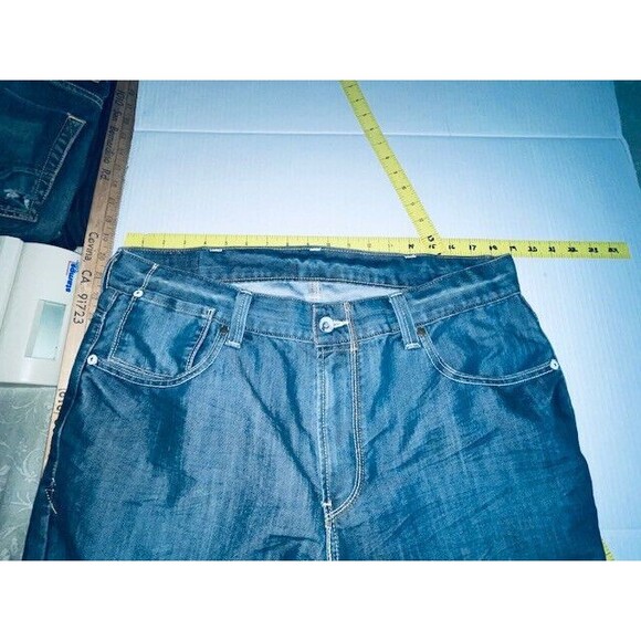 Levis 514 Jeans 38x30 Mens Baggy Y2K Slim Straight Fit Flap Pockets Waxed Denim - Picture 9 of 16